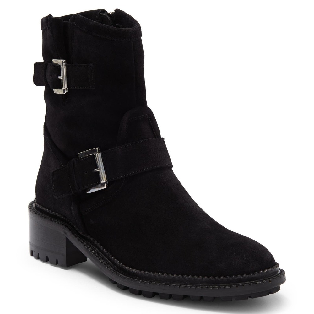 AQUATALIA Women's Omayda Black Suede Harness Boots size 7 M
